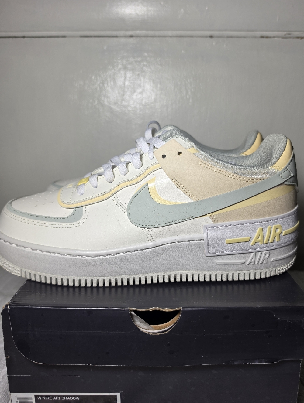 Nike Air Force 1 Shadow Pastel Sneakers - White, Pale Yellow & Light Blue